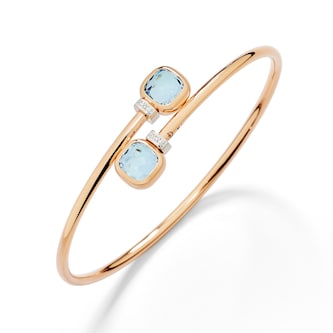 Pomellato 18ct Rose Gold Nudo Sky Blue Topaz 
0.02ct Diamond Bangle