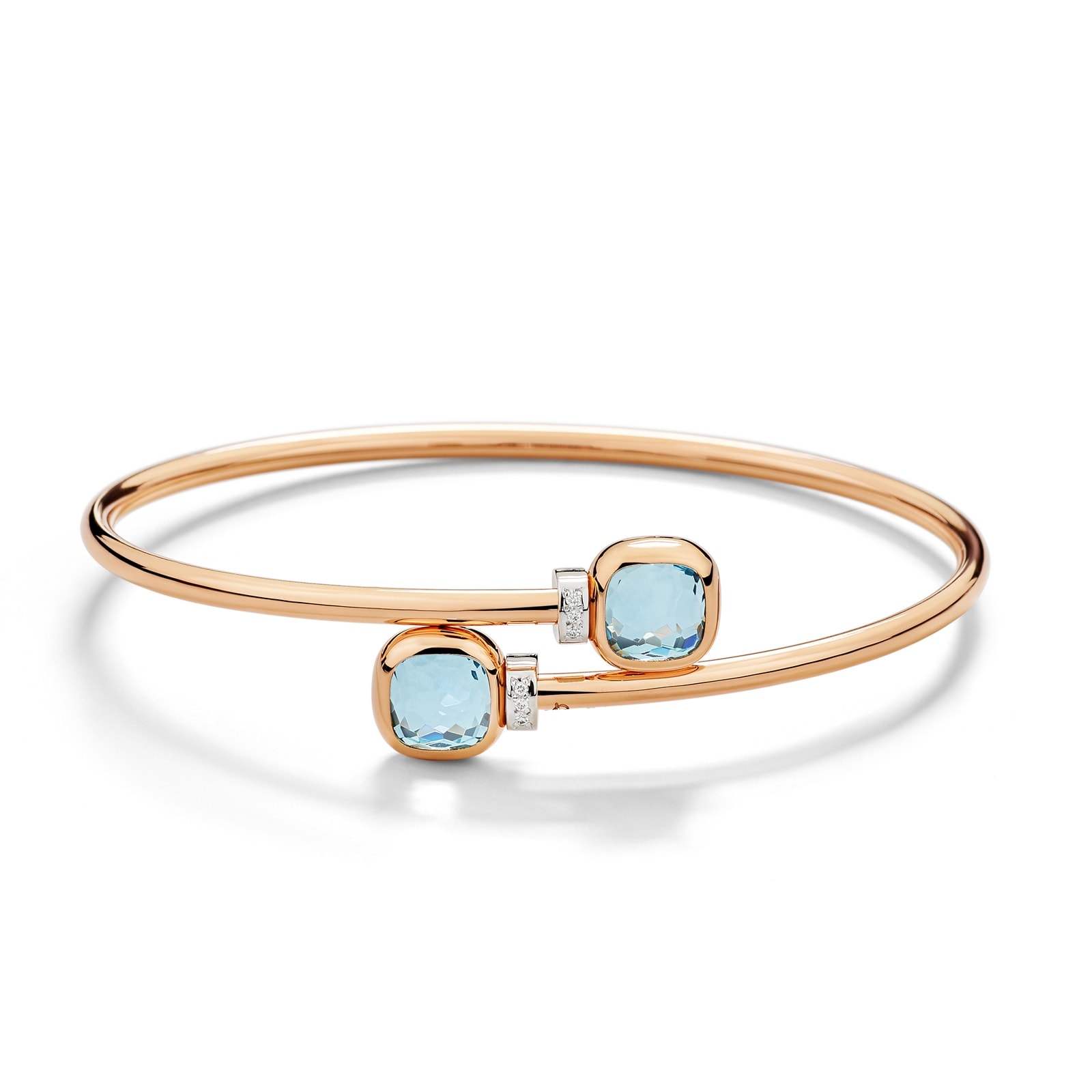 Pomellato 18ct Rose Gold Nudo Sky Blue Topaz & 0.02ct Diamond Bangle Pomellato 18ct Rose Gold Nudo Sky Blue Topaz & 0.02ct Diamond Bangle