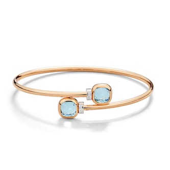 Pomellato 18ct Rose Gold Nudo Sky Blue Topaz & 0.02ct Diamond Bangle