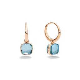 37190227 - 18ct Rose Gold Nudo Sky Blue Topaz Drop Earrings
