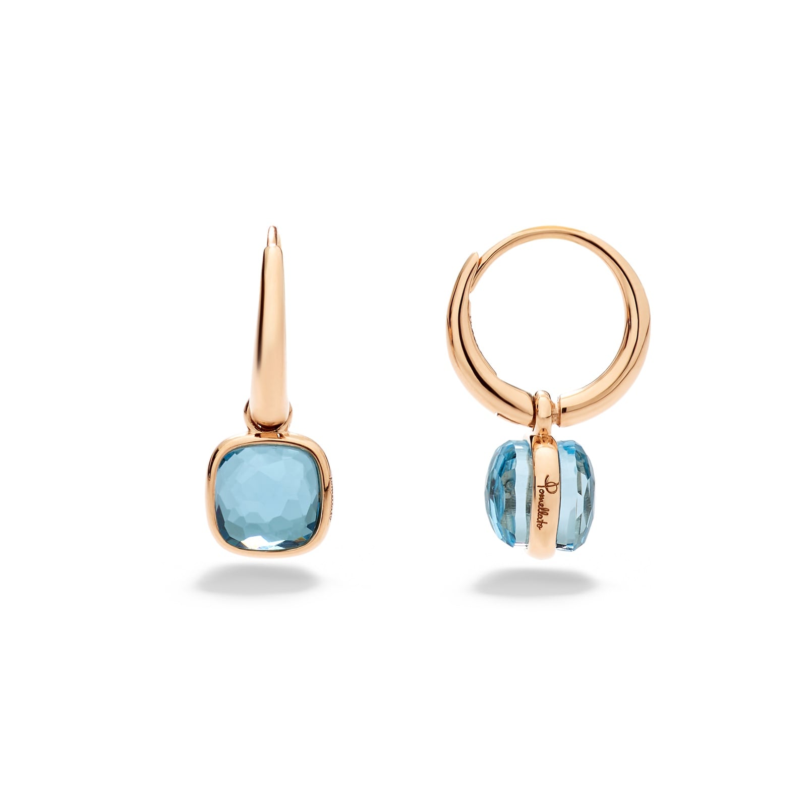 Pomellato 18ct Rose Gold Nudo Sky Blue Topaz Drop Earrings
