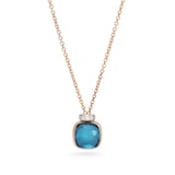 Pomellato 18ct Rose Gold Nudo London Blue Topaz & 0.02ct Diamond Pendant Necklace