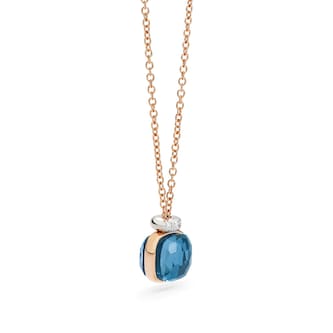 Pomellato 18ct Rose Gold Nudo London Blue Topaz & 0.02ct Diamond Pendant Necklace