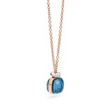 Pomellato 18ct Rose Gold Nudo London Blue Topaz & 0.02ct Diamond Pendant Necklace