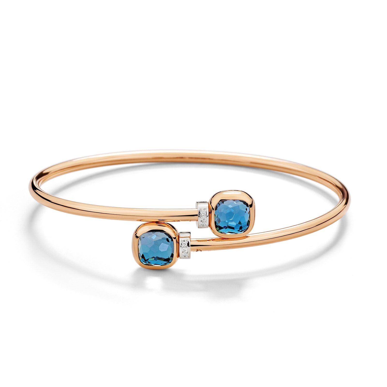 Pomellato 18ct Rose Gold Nudo London Blue Topaz & 0.02ct Diamond Bangle Pomellato 18ct Rose Gold Nudo London Blue Topaz & 0.02ct Diamond Bangle