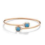 Pomellato 18ct Rose Gold Nudo London Blue Topaz & 0.02ct Diamond Bangle