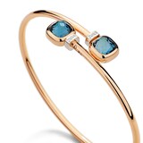 Pomellato 18ct Rose Gold Nudo London Blue Topaz & 0.02ct Diamond Bangle