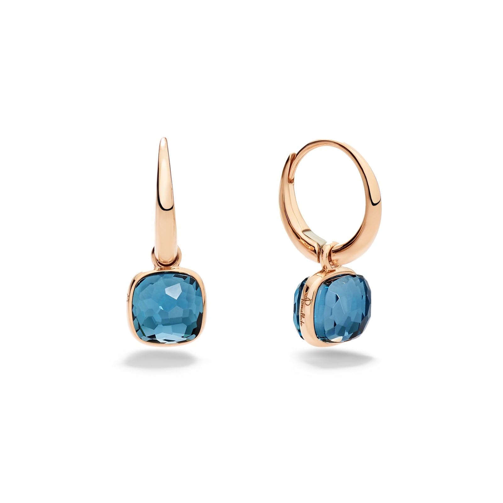 Pomellato 18ct Rose Gold Nudo London Blue Topaz Drop Earrings Pomellato 18ct Rose Gold Nudo London Blue Topaz Drop Earrings