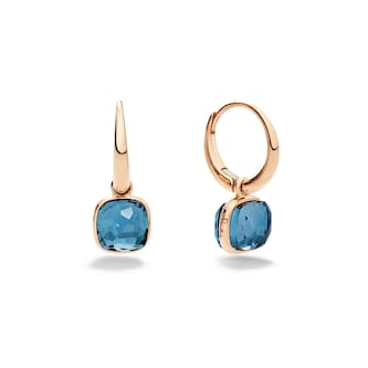Pomellato 18ct Rose Gold Nudo London Blue Topaz Drop Earrings