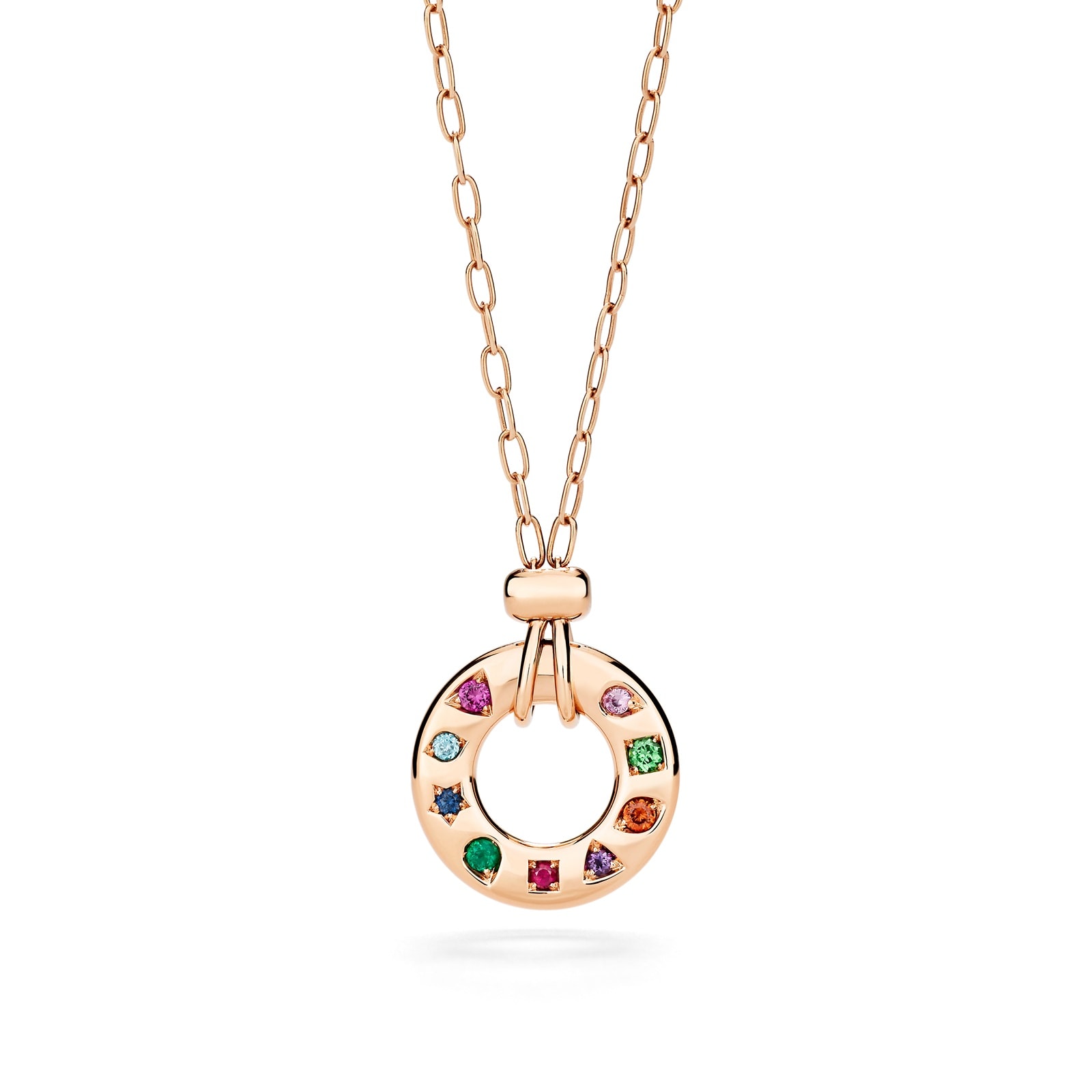 Pomellato 18ct Rose Gold Iconica Reversible Sapphire & Mixed Gemstone Pendant Necklace Pomellato 18ct Rose Gold Iconica Reversible Sapphire & Mixed Gemstone Pendant Necklace