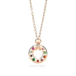 Pomellato 18ct Rose Gold Iconica Reversible Sapphire & Mixed Gemstone Pendant Necklace