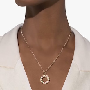 Pomellato 18ct Rose Gold Iconica Reversible Sapphire & Mixed Gemstone Pendant Necklace