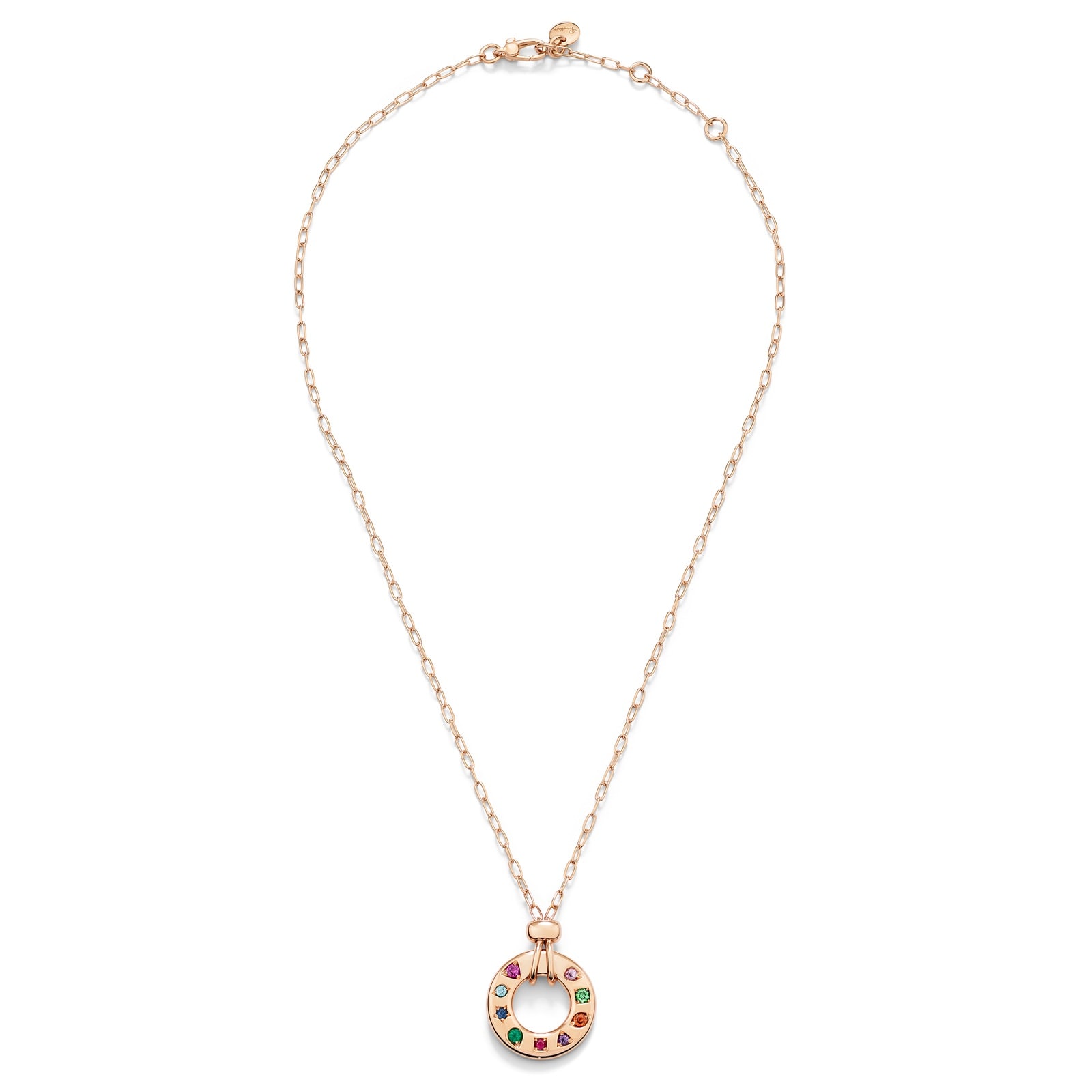 Pomellato 18ct Rose Gold Iconica Reversible Sapphire & Mixed Gemstone Pendant Necklace Pomellato 18ct Rose Gold Iconica Reversible Sapphire & Mixed Gemstone Pendant Necklace