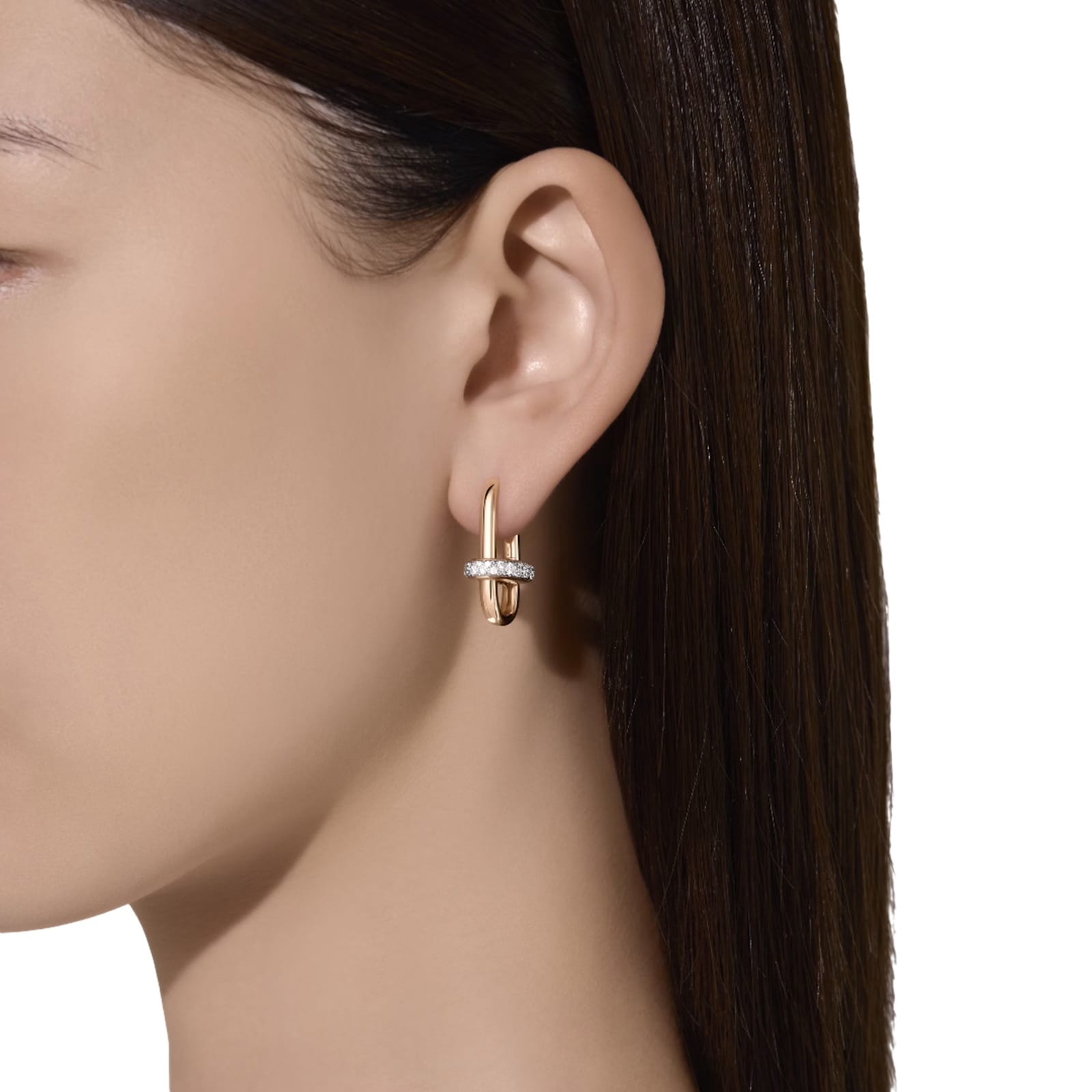 Pomellato 18ct Rose Gold Iconica 0.60ct Diamond Hoop Earrings Pomellato 18ct Rose Gold Iconica 0.60ct Diamond Hoop Earrings