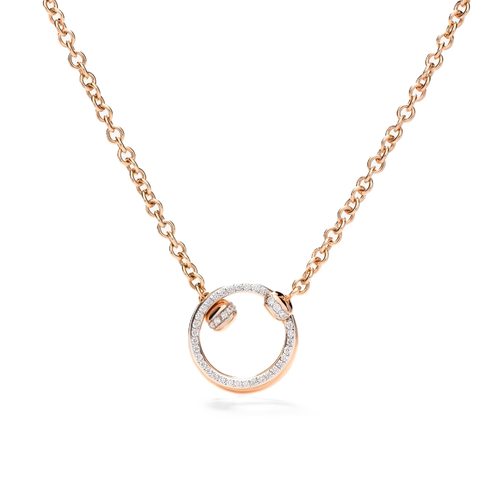 Pomellato 18K Rose Gold Pomellato Together 0.20cttw Diamond Circle Pendant Necklace