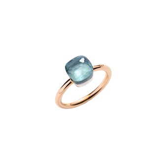 Pomellato 18K Rose Gold Nudo Petit 6.50cttw Blue Topaz Cushion Ring - Ring Size 53
