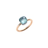 Pomellato 18K Rose Gold Nudo Petit 6.50cttw Blue Topaz Cushion Ring - Ring Size 53