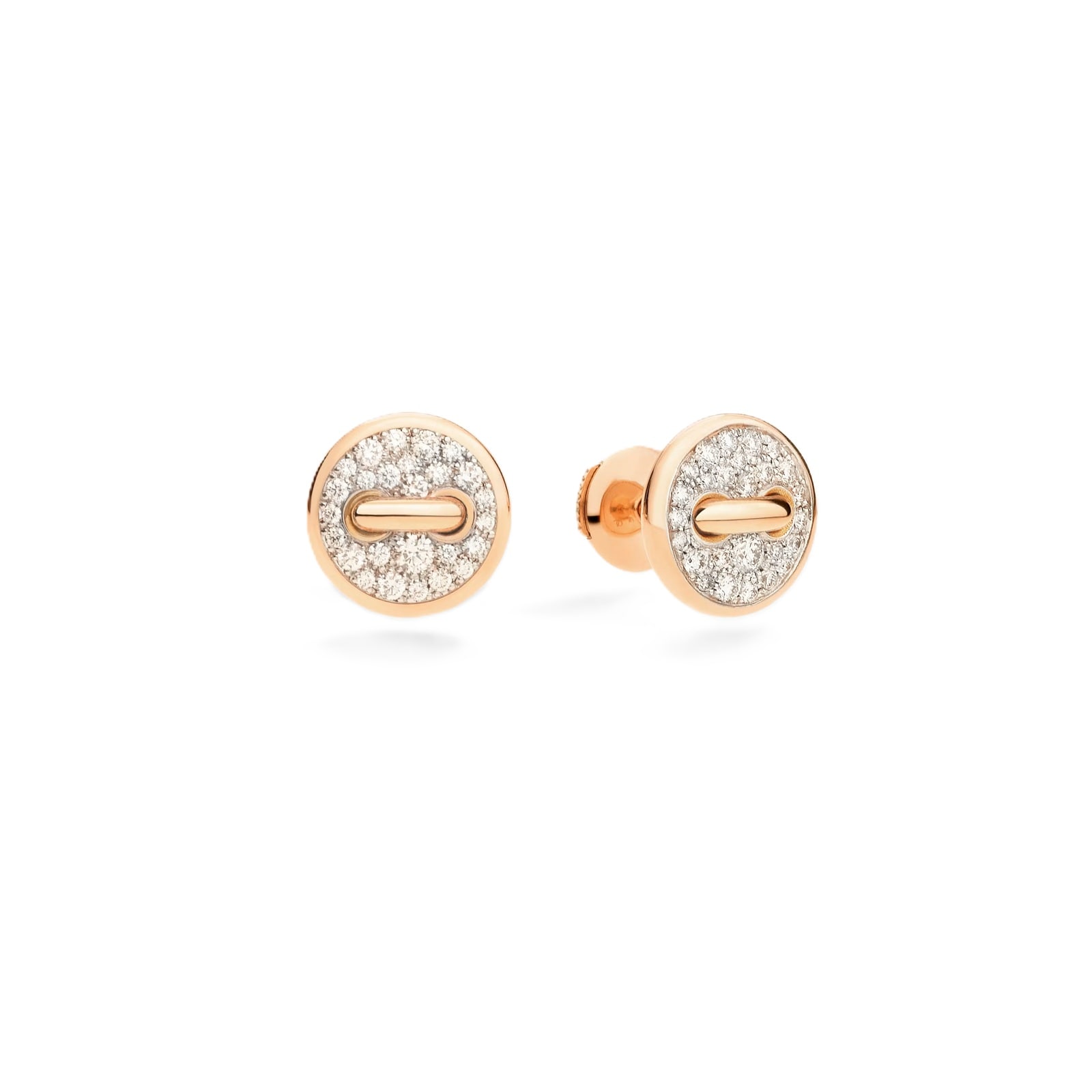 Pomellato 18K Rose Gold Pom Pom Dot 0.40ctt Diamond Stud Earrings