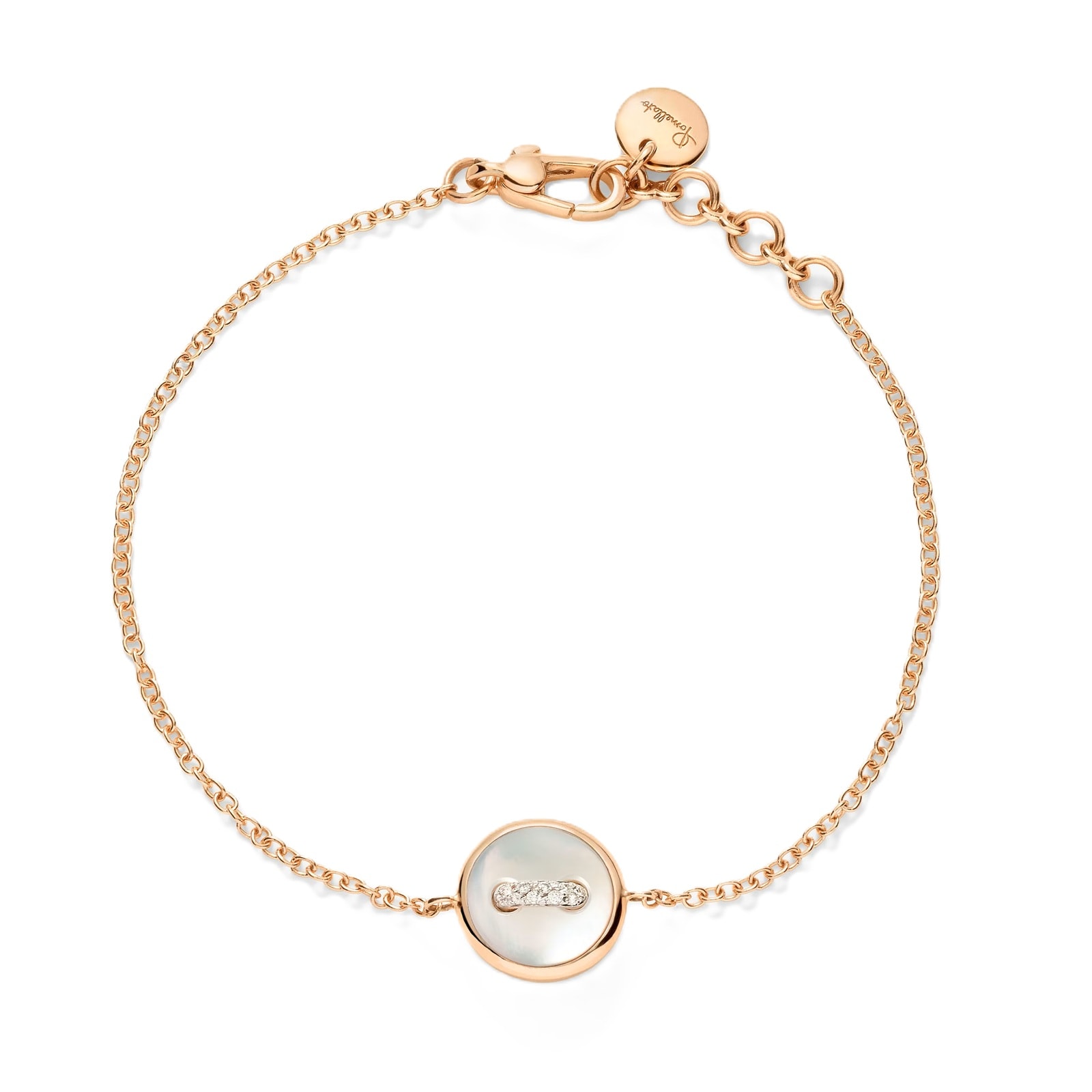 Pomellato 18 Rose Gold Pom Pom Dot Mother Of Pearl & Diamond Bracelet