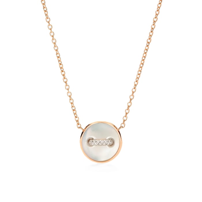 Pomellato 18K Rose Gold Pom Pom Dot Mother Of Pearl & Diamond Pendant Necklace