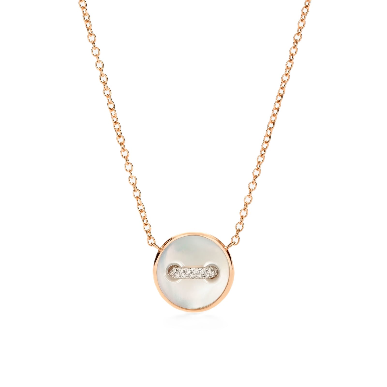 Pomellato 18K Rose Gold Pom Pom Dot Mother Of Pearl & Diamond Pendant Necklace
