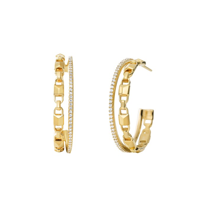 Michael Kors Mercer Link 14ct Gold Plated Hoops