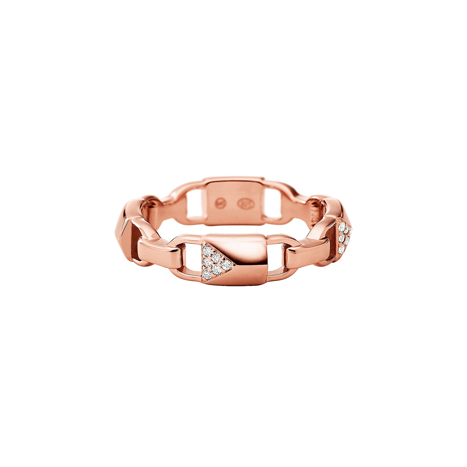 Michael Kors Mercer Link 14ct Rose Gold Plated Band Ring Size L.5