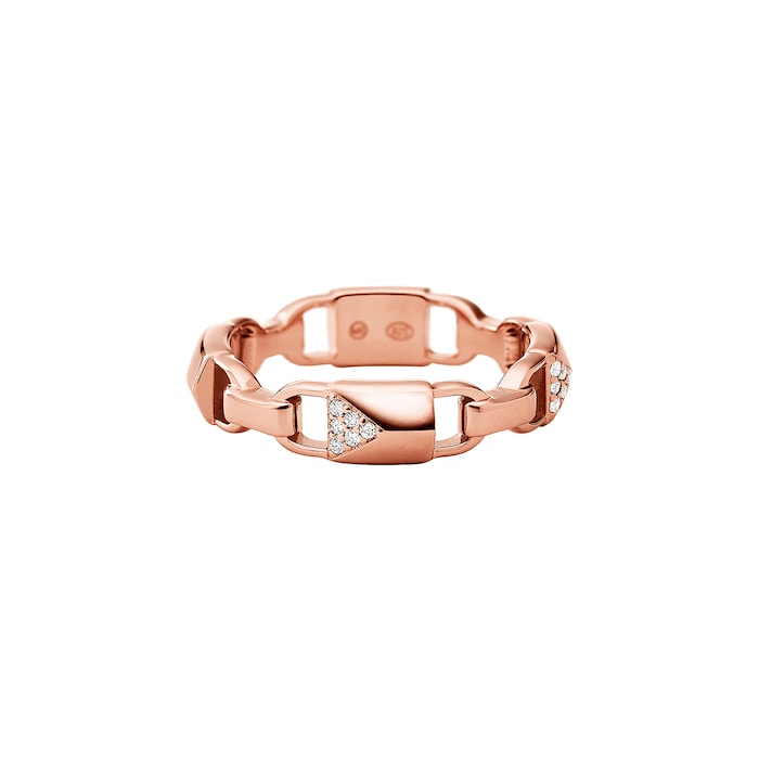 Michael Kors Mercer Link 14ct Rose Gold Plated Band Ring Size O