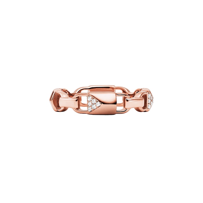 Michael Kors Mercer Link 14ct Rose Gold Plated Band Ring Size P