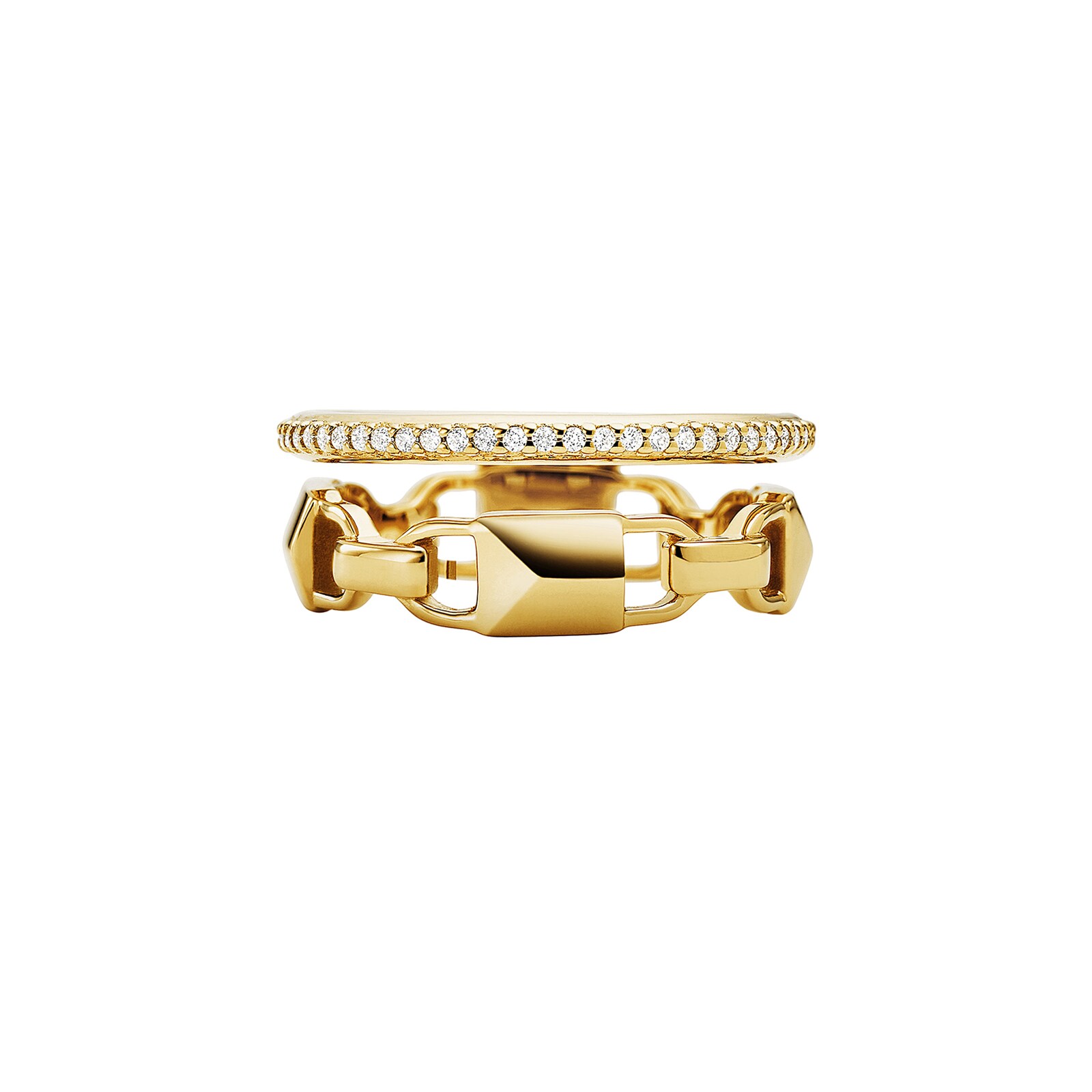 Michael Kors Mercer Link 14ct Gold Plated Prestack Ring Size P