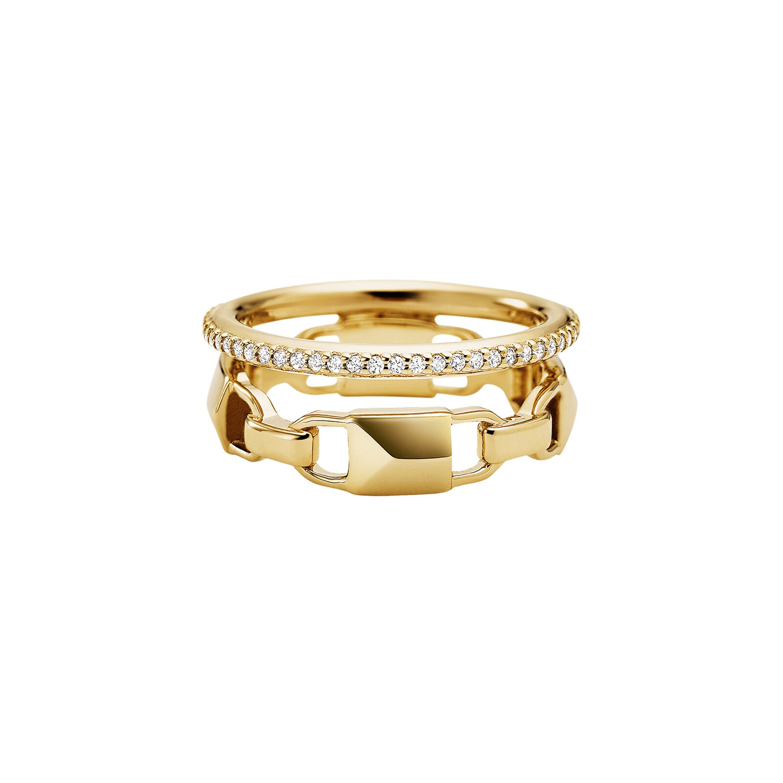 Michael Kors Mercer Link 14ct Gold Plated Prestack Ring Size P