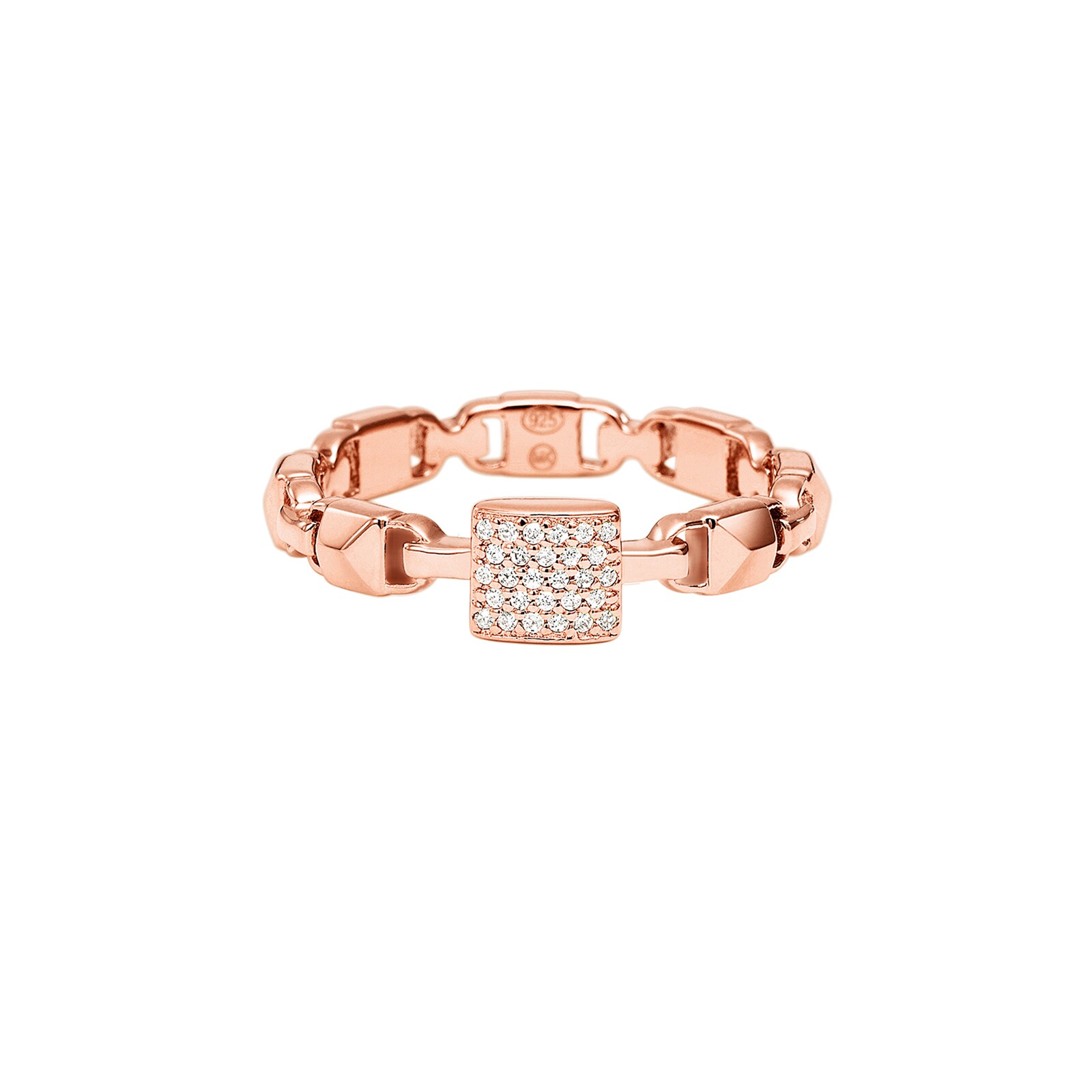 Michael Kors Mercer Link 14ct Rose Gold Plated Stacking Ring Size L