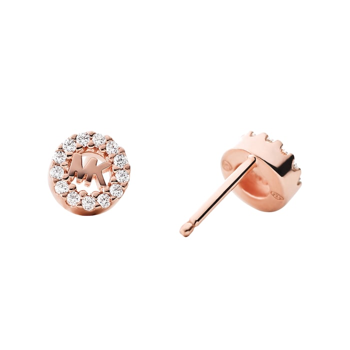 Michael Kors Logo 14ct Rose Gold Coloured Stud Earrings