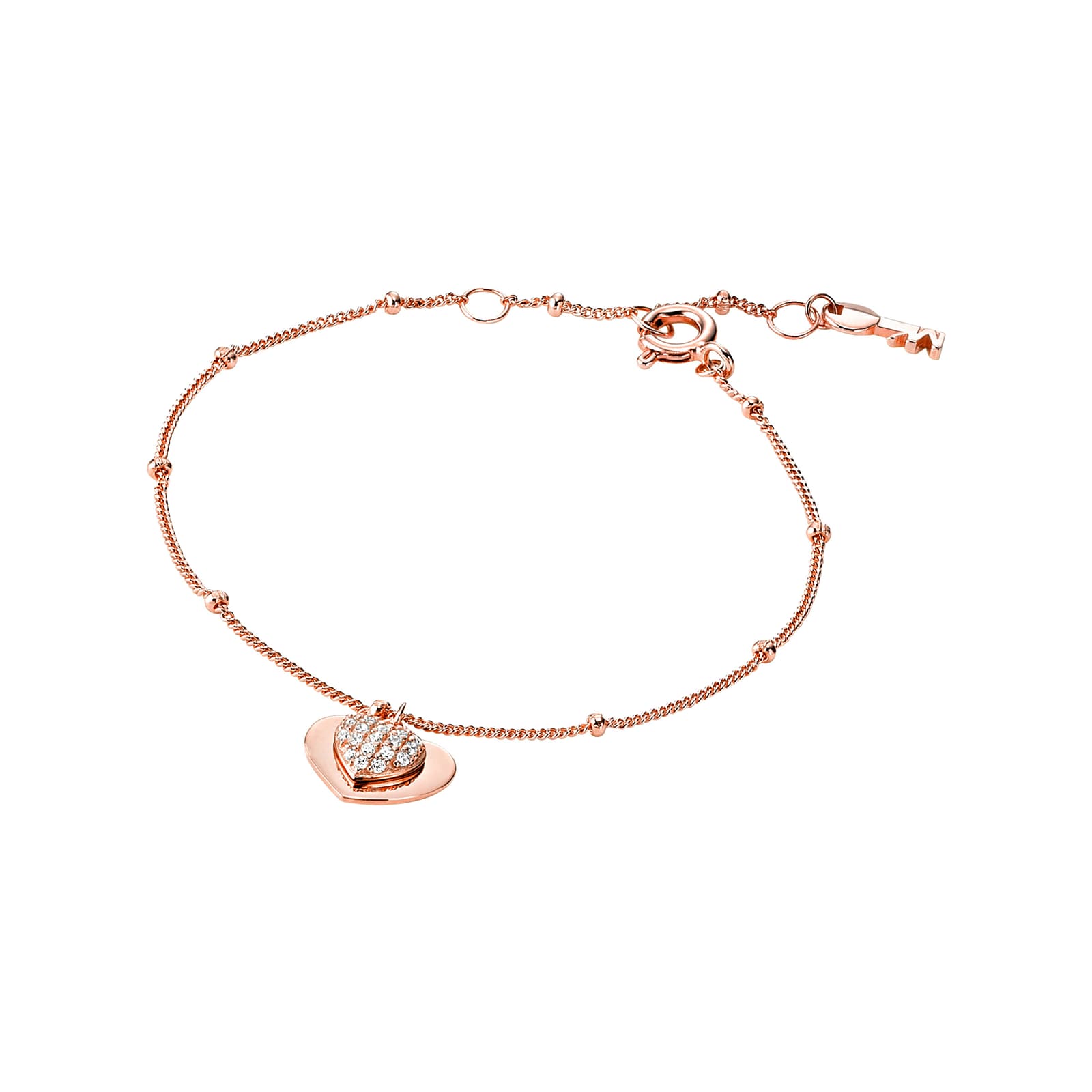 Love 14ct Rose Gold Plated Heart Duo Bracelet