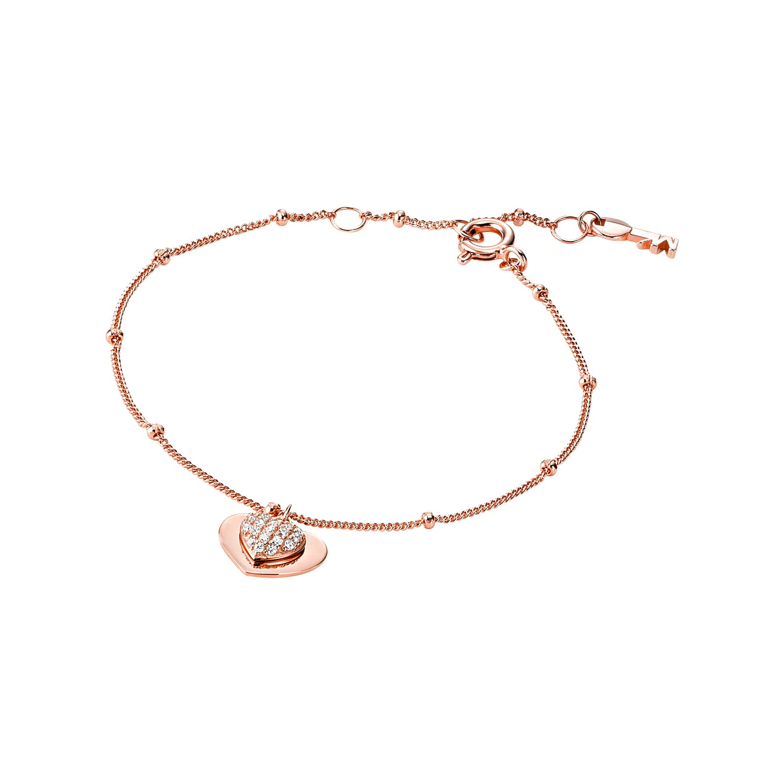 Michael Kors Love 14ct Rose Gold Coloured Heart Duo Bracelet ...