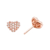 Michael Kors Pave 14ct Rose Gold Plated Heart Stud Earrings