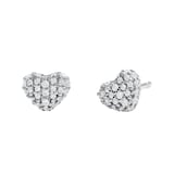 Michael Kors Pave Sterling Silver Heart Stud Earrings