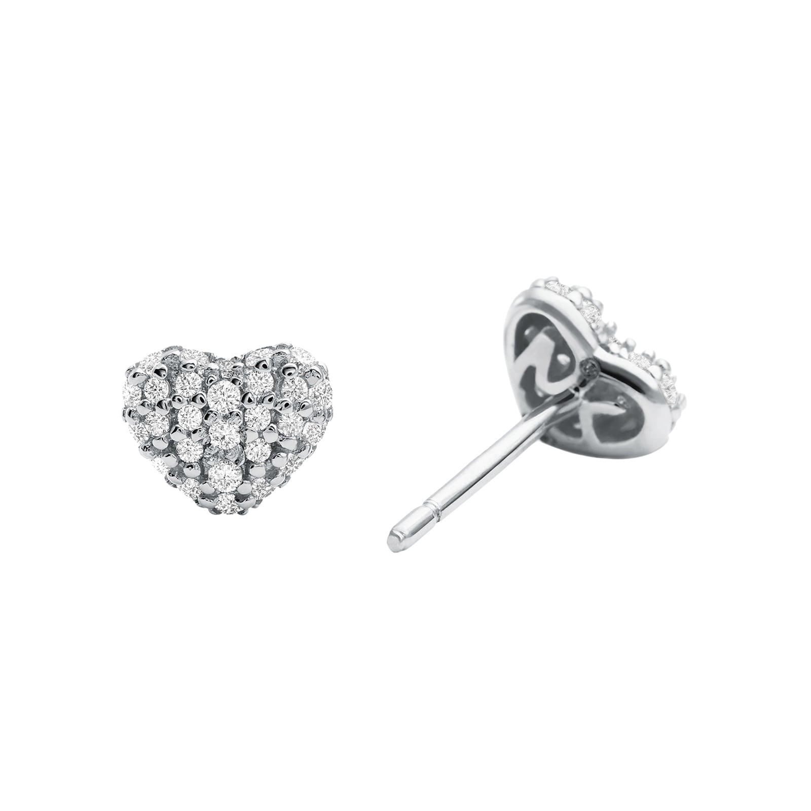 Michael Kors Pave Sterling Silver Heart Stud Earrings