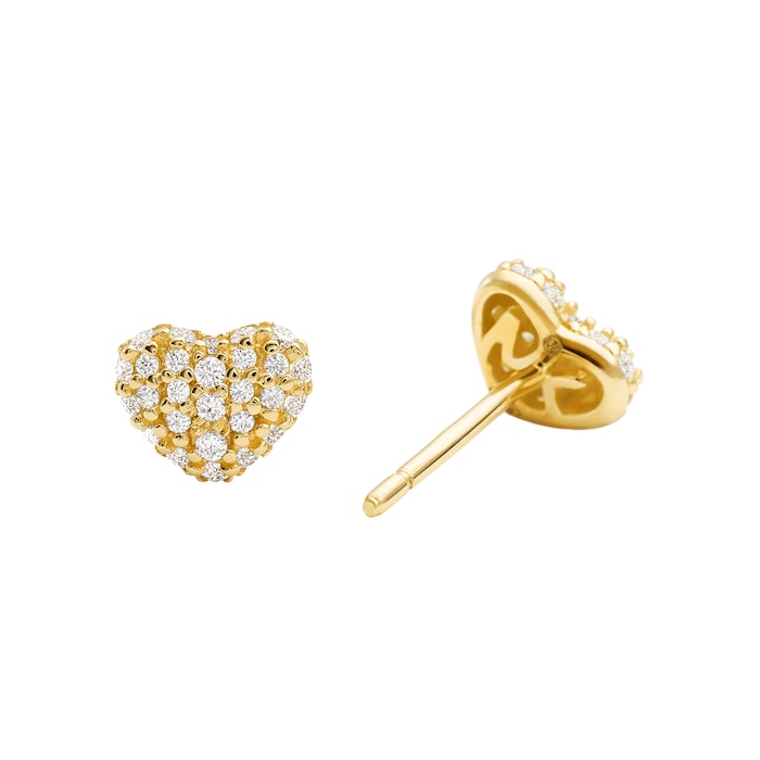 Michael Kors Pave 14ct Gold Plated Heart Stud Earrings