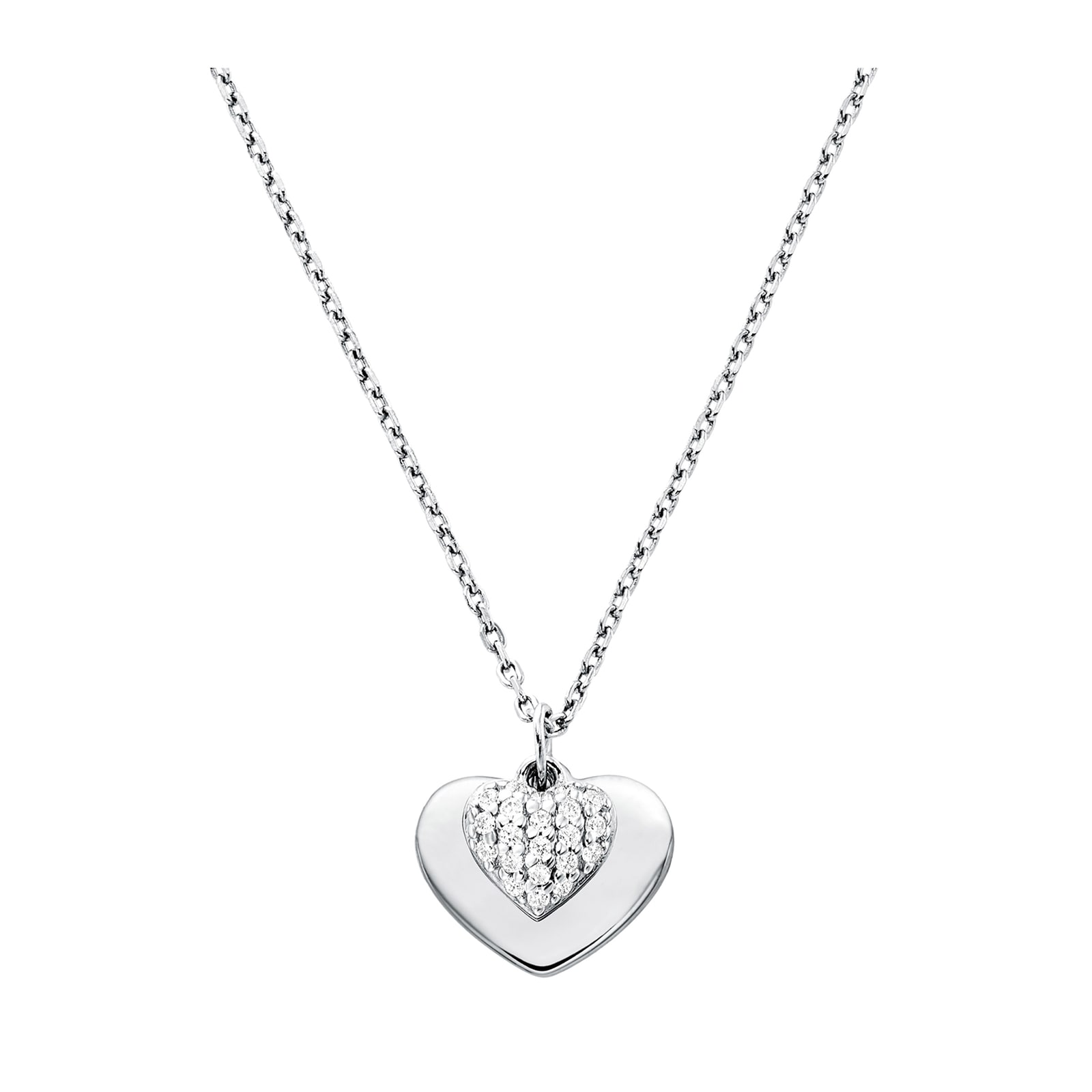 Michael Kors Love Sterling Silver Heart Duo Pendant