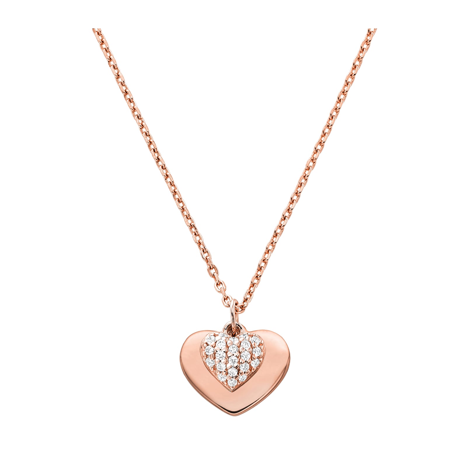 Love 14ct Rose Gold Plated Heart Duo Pendant