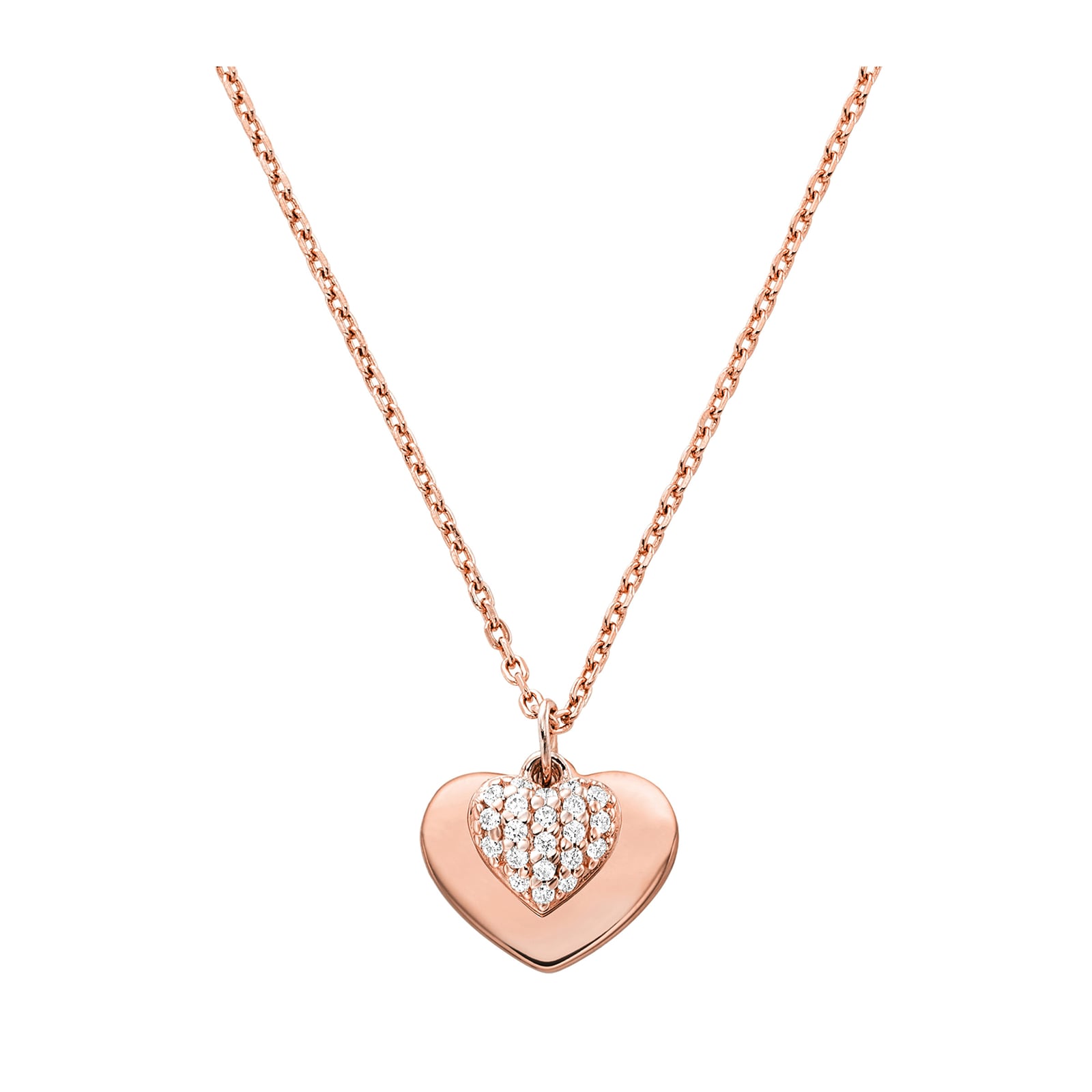Michael Kors Love 14ct Rose Gold Coloured Heart Duo Pendant