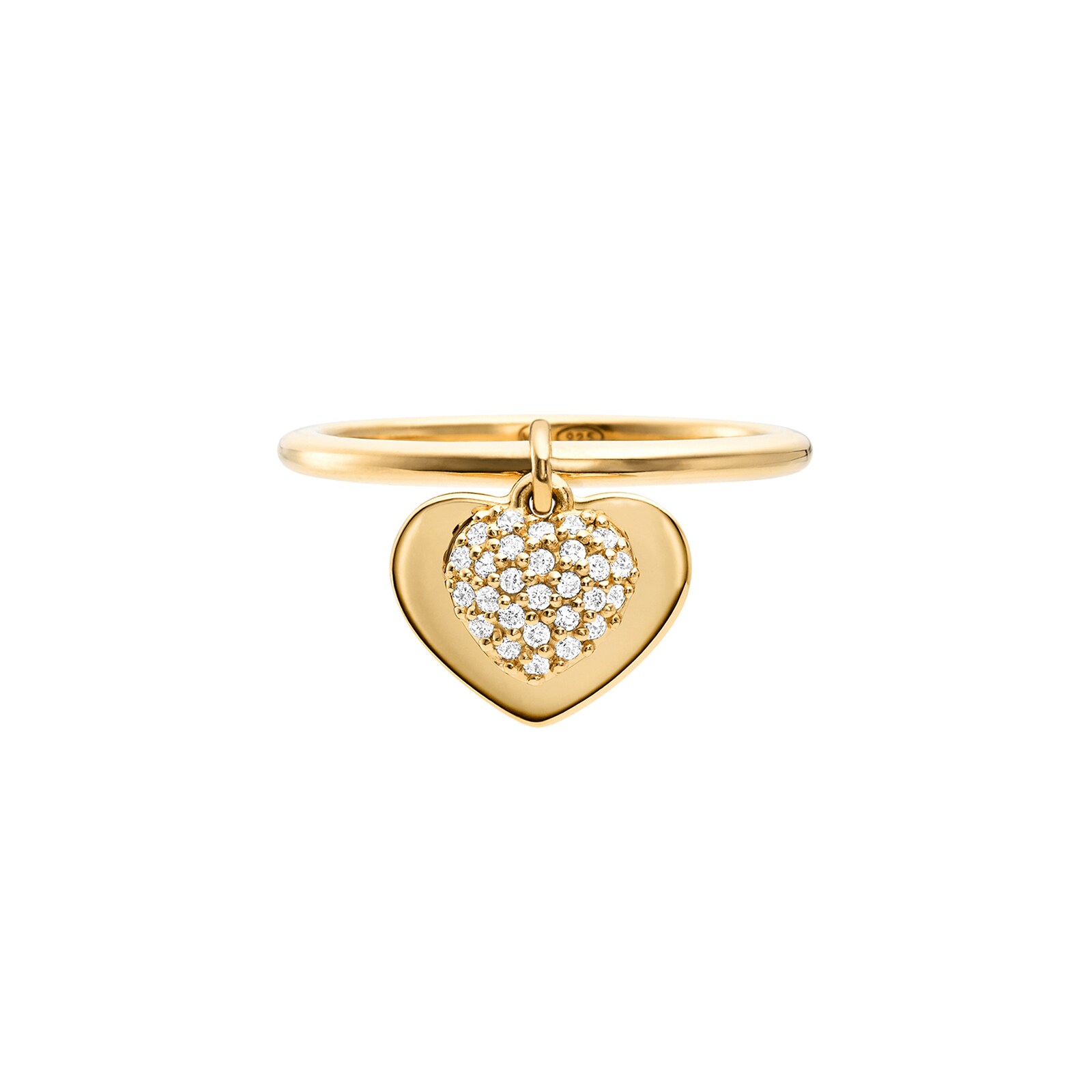 Michael Kors Love 14ct Plated Heart Ring Size P MKC1121AN710508 | Goldsmiths