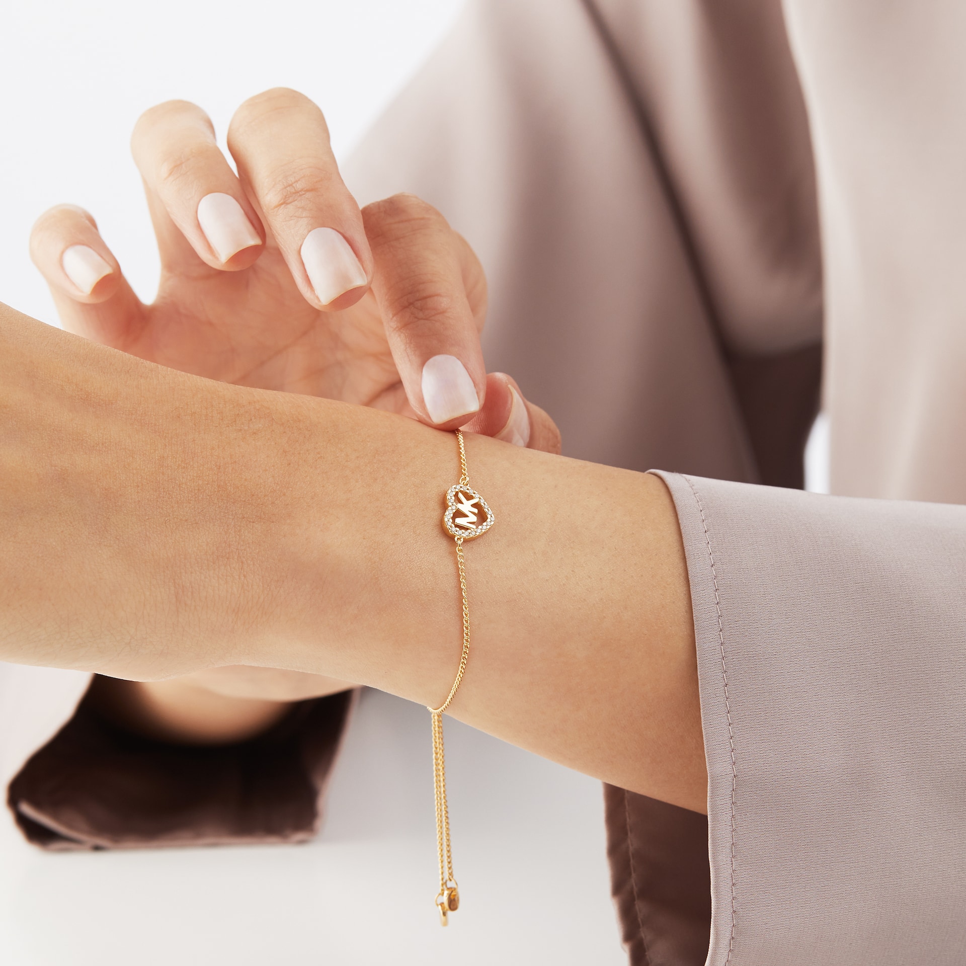 Michael Kors Love Yellow Gold Tone Cubic Zirconia Bracelet