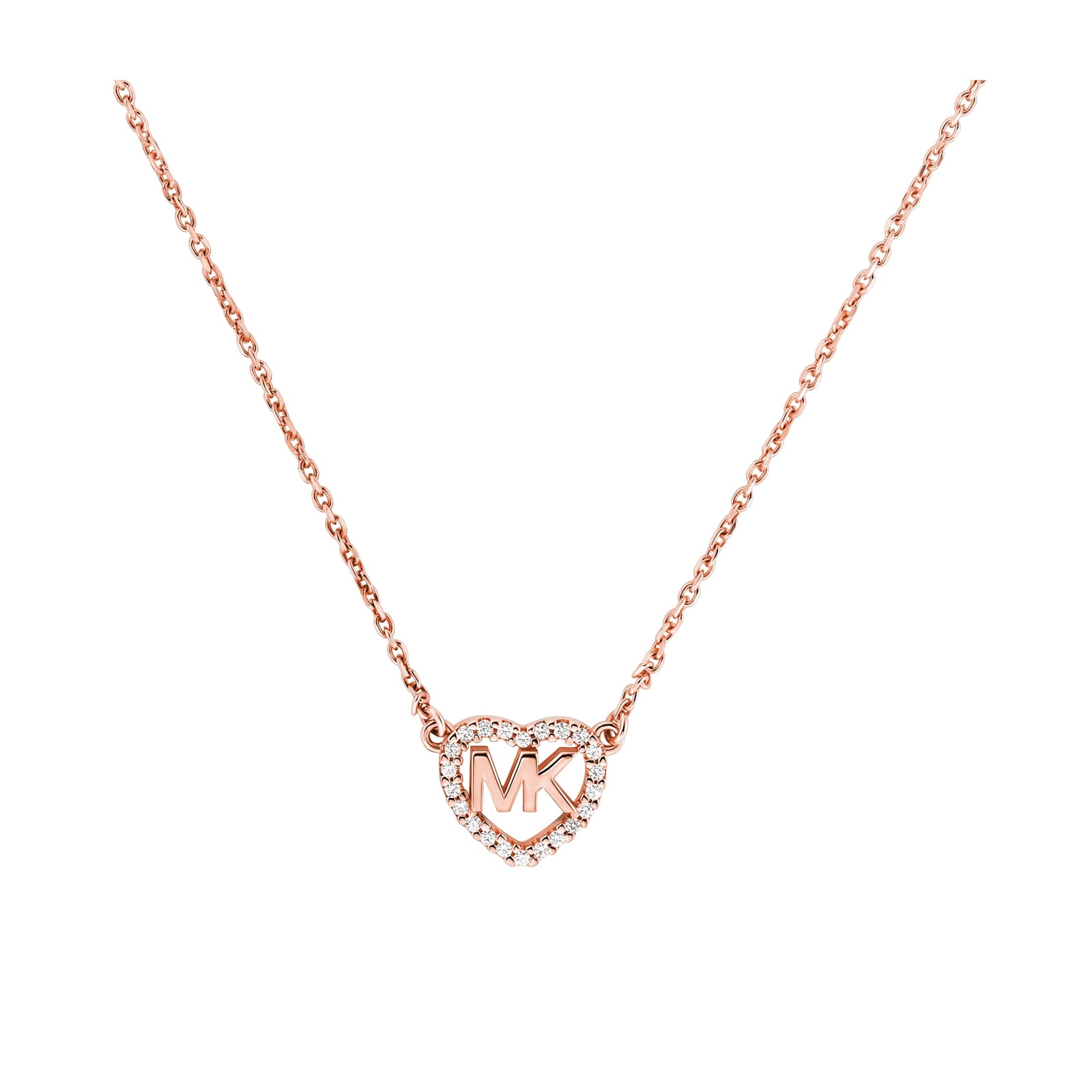 Michael Kors Love Rose Gold Tone Cubic Zirconia Necklace