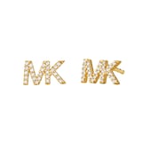 Michael Kors Logo Yellow Gold Tone Cubic Zirconia Earrings