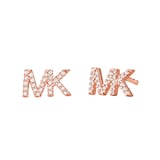 Michael Kors Logo Rose Gold Tone Cubic Zirconia Earrings