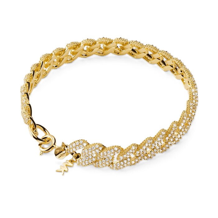 Michael Kors Yellow Gold Coloured Statement Link Cubic Zirconia Chain Bracelet