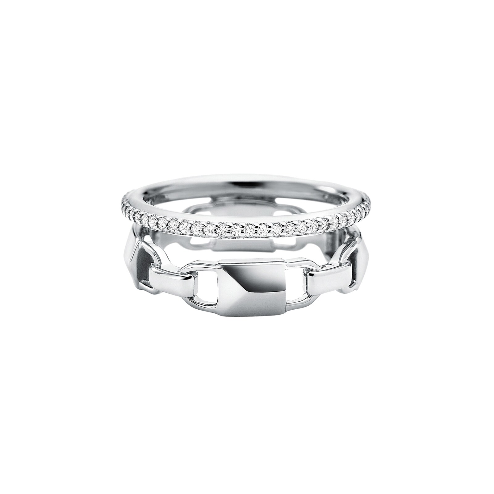 Michael Kors Mercer Link Sterling Silver Prestack Ring Size Small