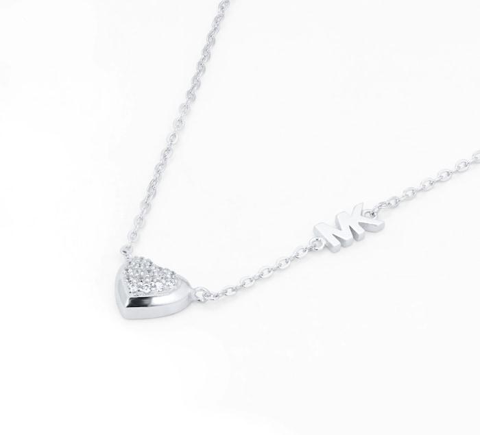 Michael Kors Sterling Silver Love Heart Cubic Zirconia Pendant